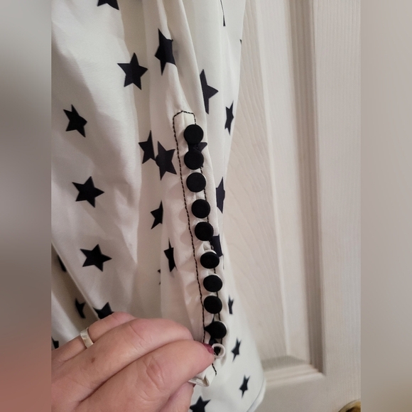 Self Portrait One-Shoulder Mini Dress Frill Star Print Dress Size 6 Runway - Picture 7 of 10